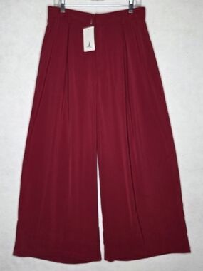 Tronjori NWT Wide Leg Pants Womens Large High Waist Red Dark Academia Palazzo